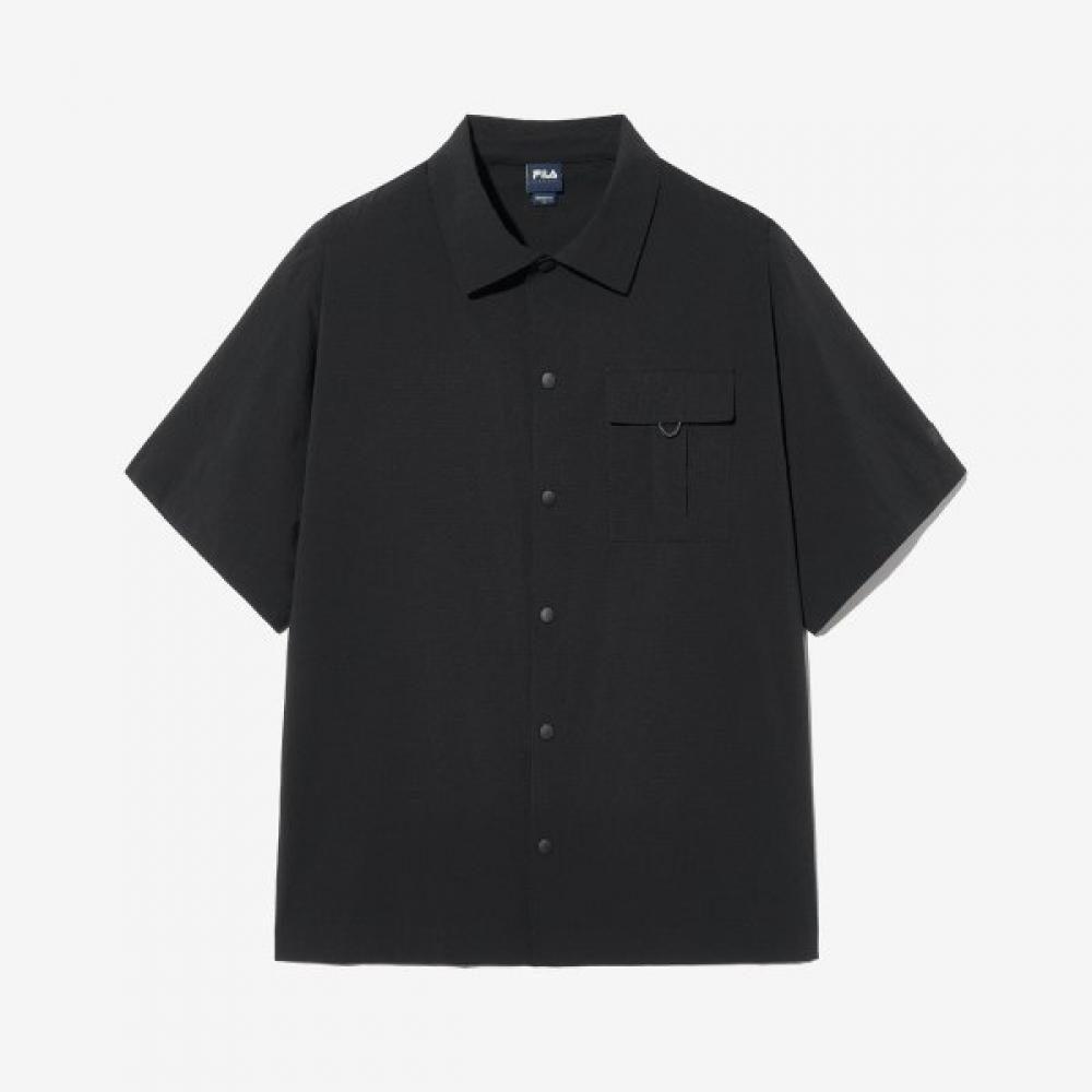 

Fila Unisex Seersucker Short Sleeve Shacket BLACK/105