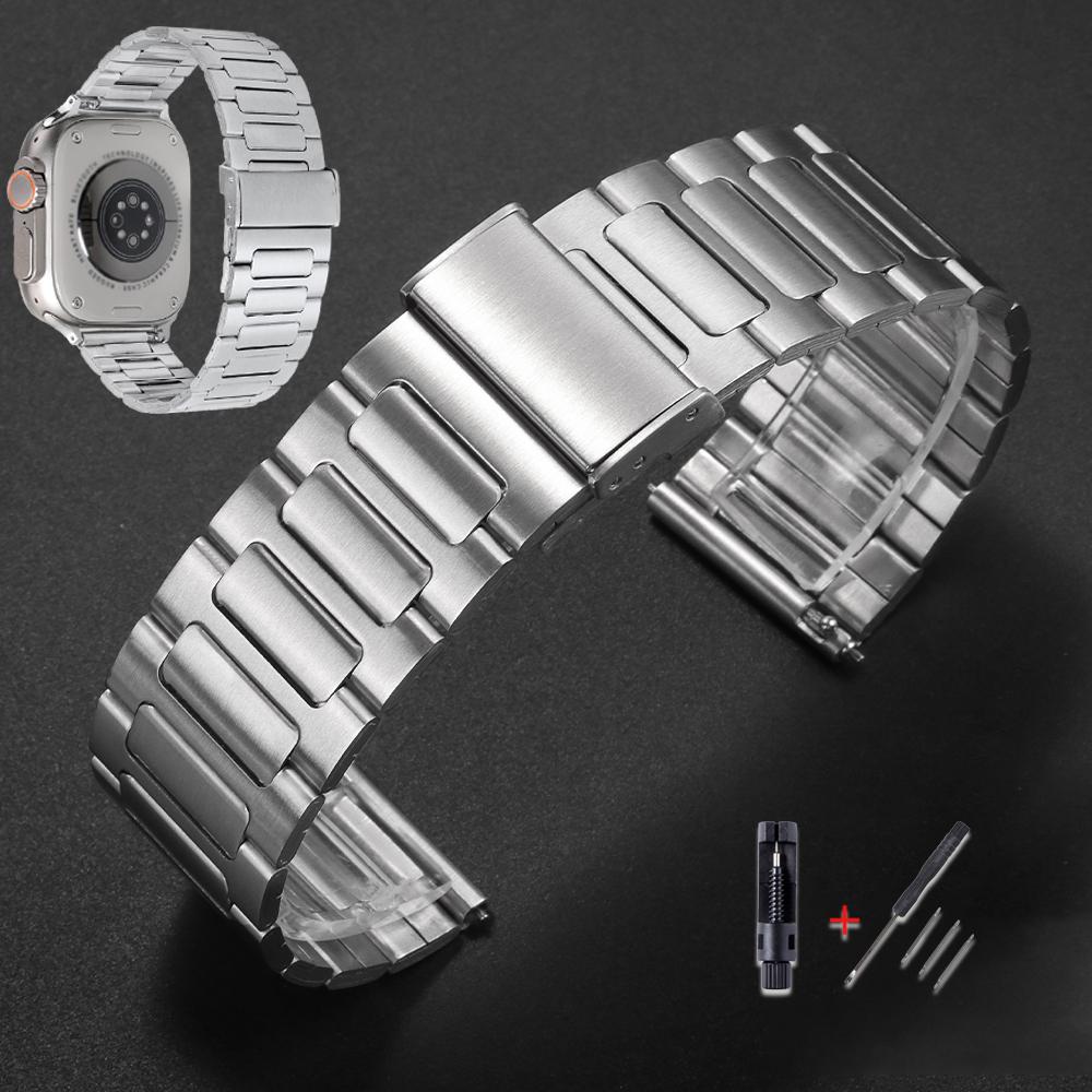 22mm Uhrenarmband für Casio für Seiko für Huawei Ersatz-Uhrenarmband Metallarmband Silber Edelstahlarmband für Herren Damen