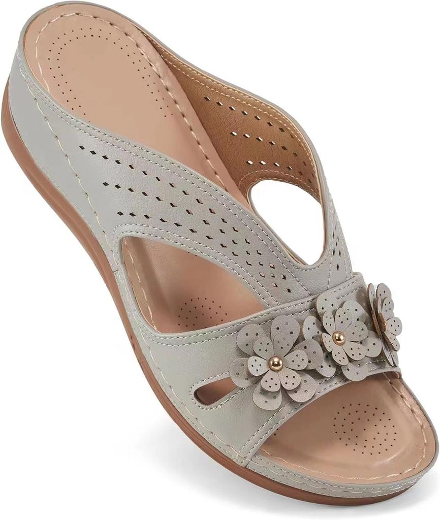 fashion 2024 New Open Toe Women's Wedge Sandals  Summer Fashion Leopard Print Breathable Comfortable Sandals Woman Buckle Female Footwea