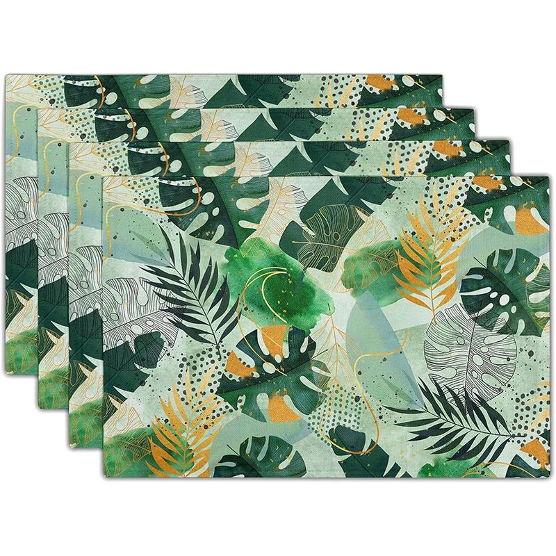 Tropische Blatt-Tischsets Böhmische Tischdekoration Rutschfest Hitzebeständig Geschirr Essunterlage für Sommer Strand Heimdekoration