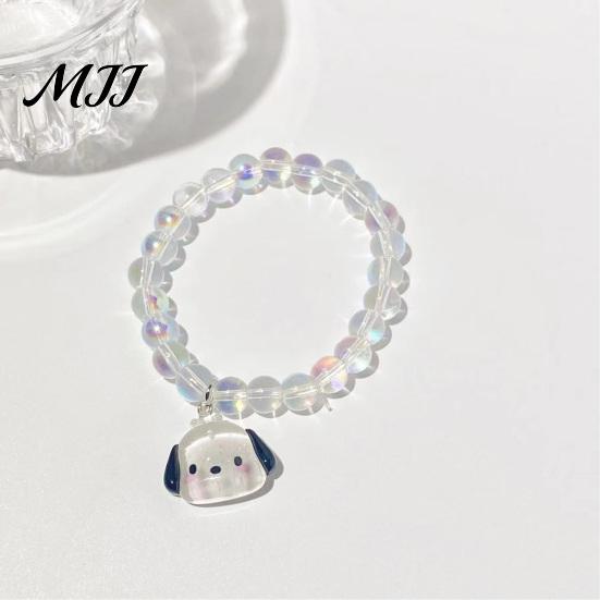 Bracelet Gift for Best Friends Iridescent Beaded Clear Faux Crystal Cute Cartoon Couple Bracelets Animal Charm Girls Transparent Bead