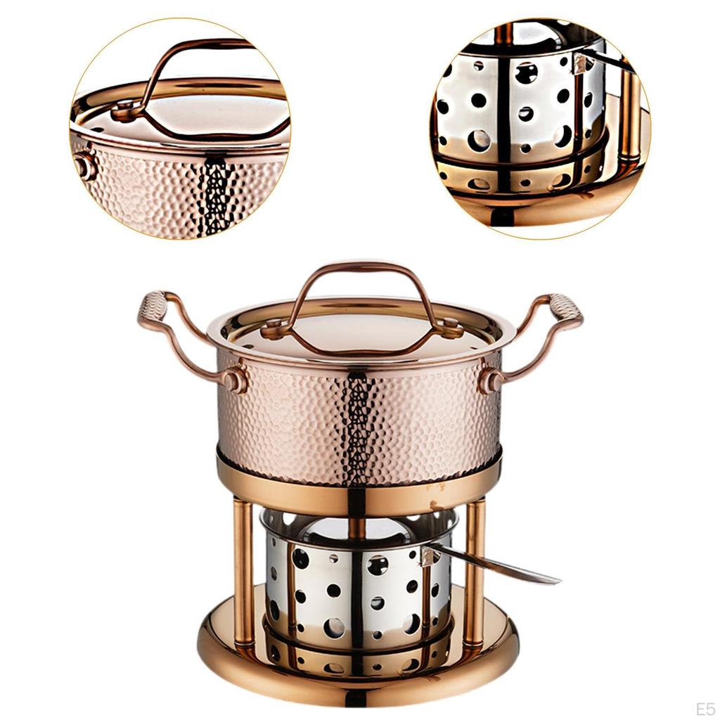 Alcohol Stove Pot Ramen Stainless Steel Kitchen Cookware Shabu Camping Cooker for