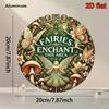 Flat Enchanted Fairy Wall Art Round Aluminum Sign Vibrant Mushroom Decor Plaque