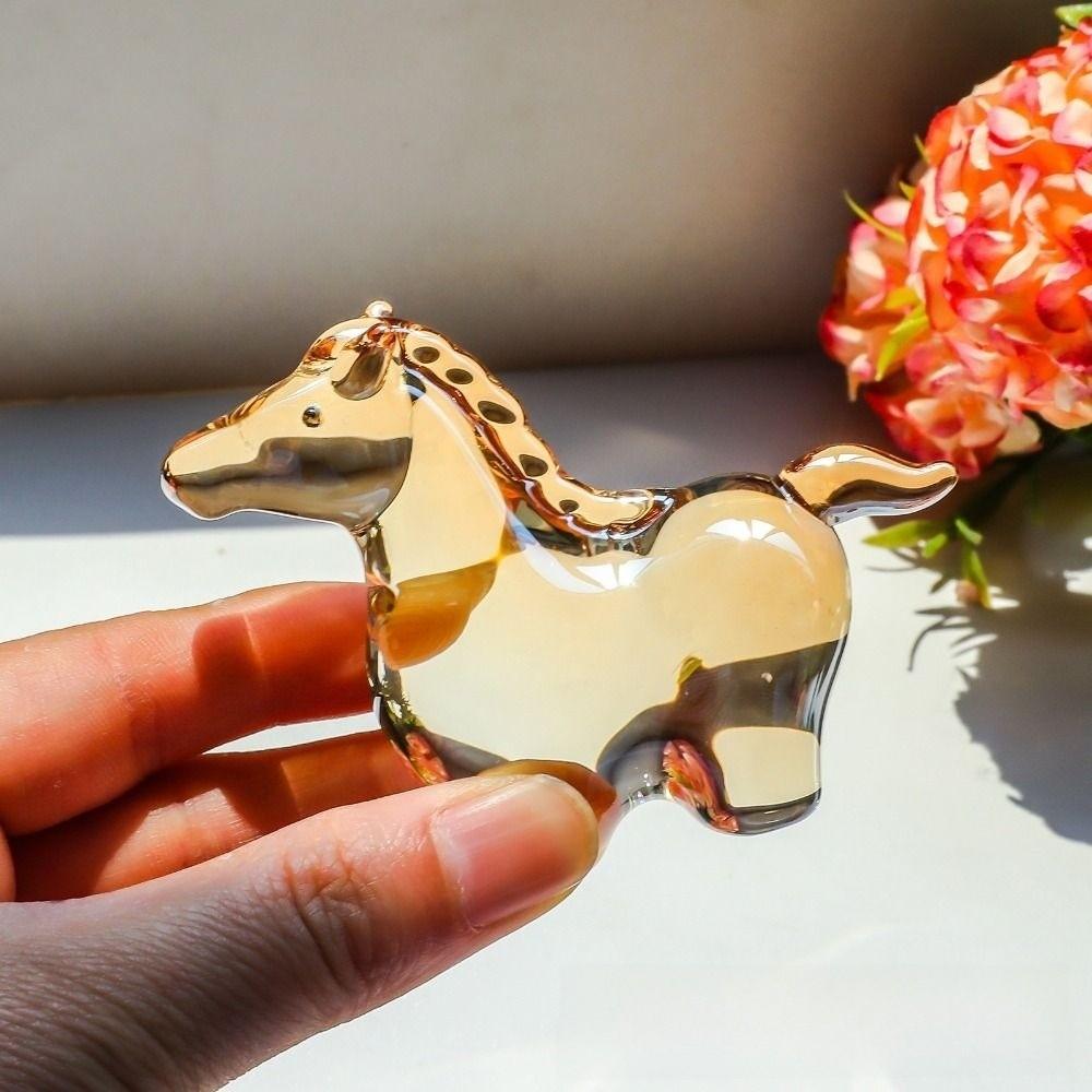 Colorful Decorative Crystal Horse Statue Glass Animal Sculpture  Office Decoration