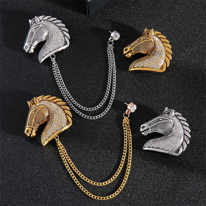 Vintage Horse Head Brooches For Women Men Animal Casual Party Brooch Pins Gifts