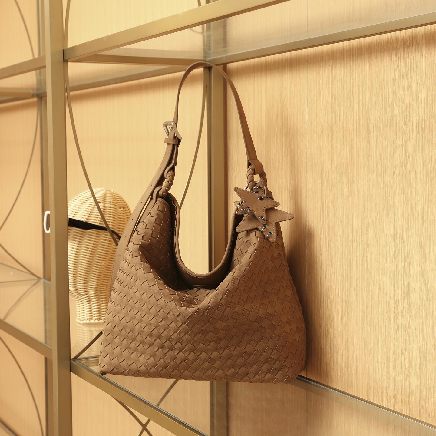 

2025 Women s Handmade Deerskin Suede Woven Tote - Versatile Large Shoulder & Crossbody Bag