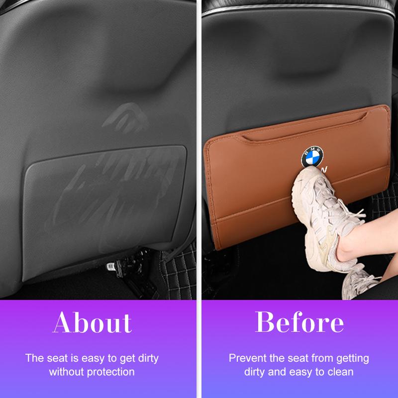 PU Leather Car Anti-kick Pad With Storage Bag For BMW F40 F80 G30 G20 G32 1 3 5 6 7 Series X1X3X4 X5X6X7 Backseat Protector Pads FW6