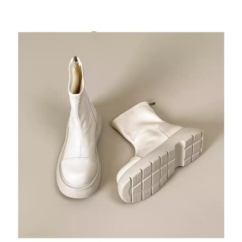 

Ботинки мартин зимний бархат женские короткие голенища новые весенне-осенние одинарные ботинки маленькая маффин толстая подошва эластичные тонкие ботинки 40 бежевый