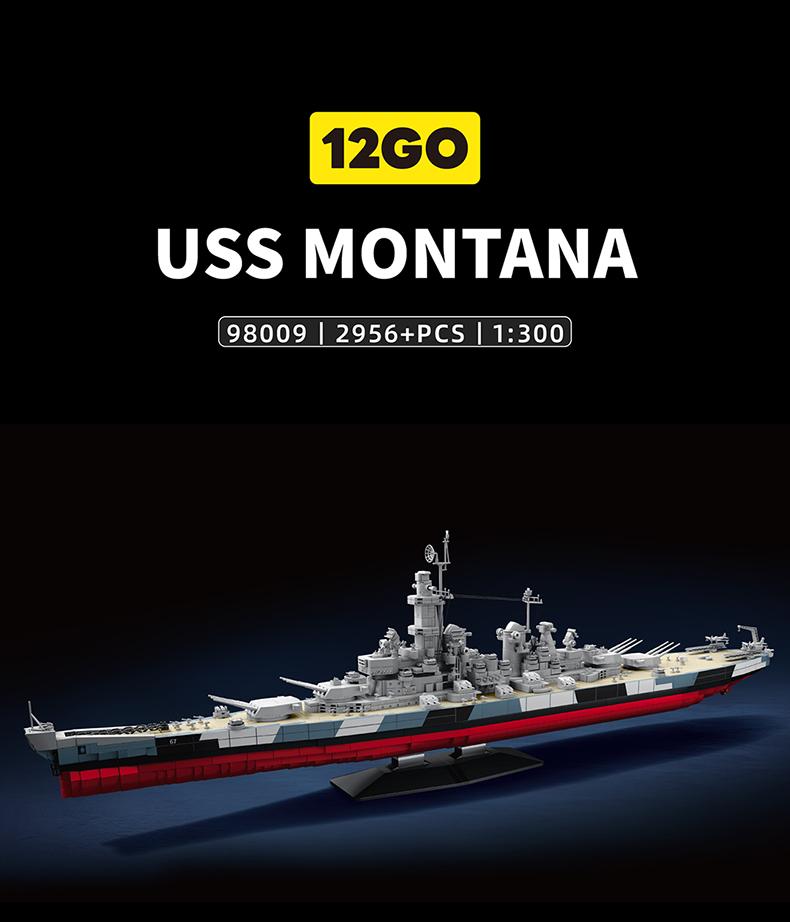 2956PCS Military MOC 1:300 USS Montana Battle Ship Building Blocks Model Desktop Ornaments Assembly Ship Bricks Toy Adult Gifts