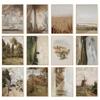 Vintage Neutral Gallery Wall Art European Mountain Lake Landscape Poster And Print Nordic Canvas Painting Living Room Home Decor