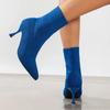 Women Elastic Sock Boots Autumn Winter Stiletto High Heels Knitted Ankle Boots Woman Slip-On Pointed Toe High-heeled Botas Mujer
