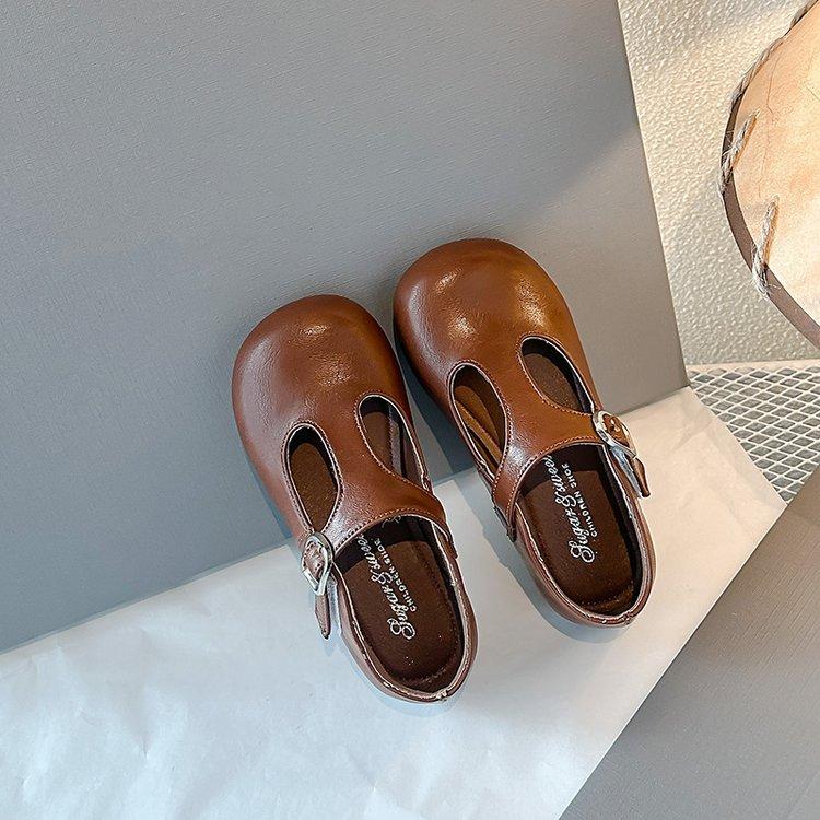 

2025 spring new children s small leather shoes girls single shoes baby princess shoes children soft sole non-slip little girl tide 34 коричневый