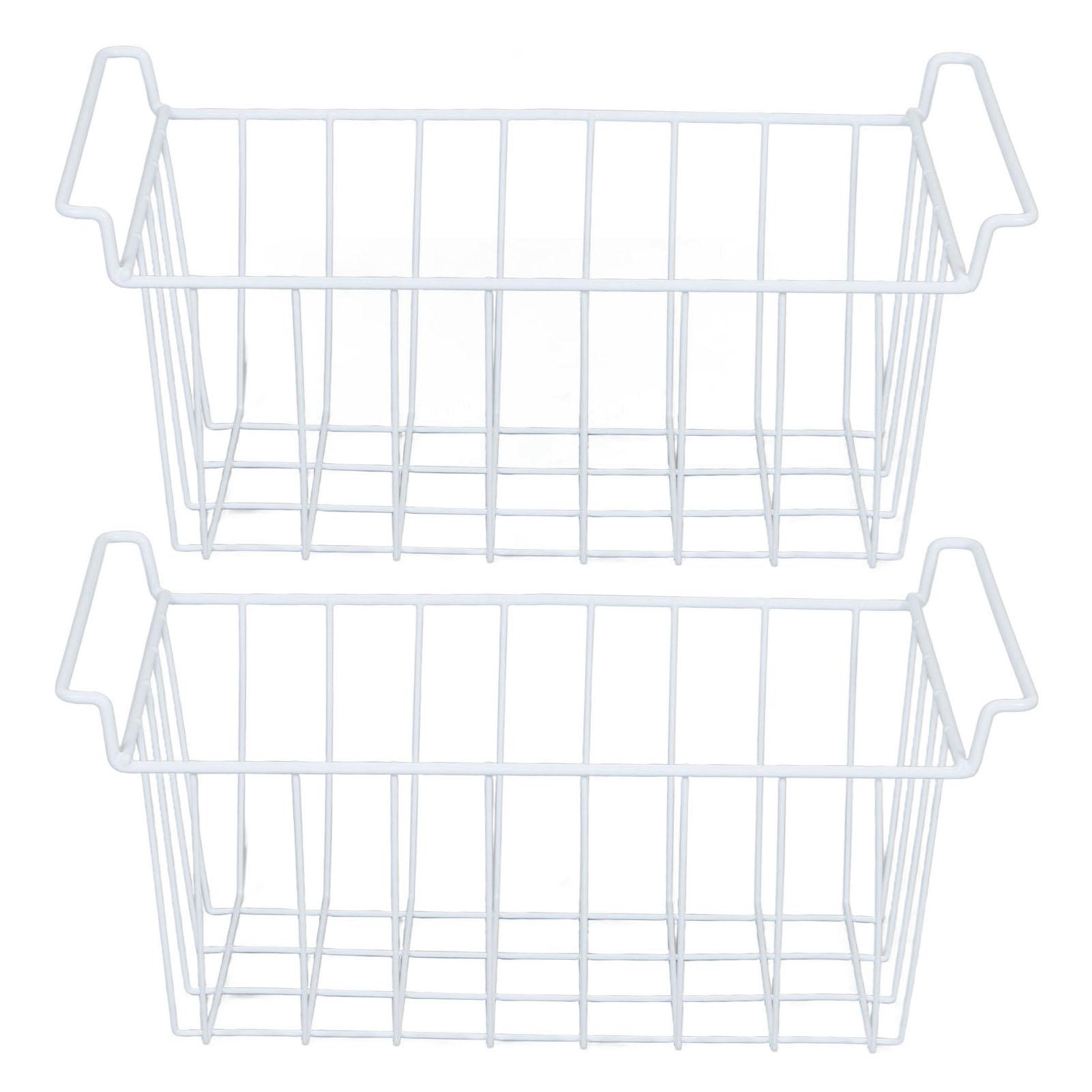 

Корзина для морозильной камеры Стальная проволока PE покрытие Экономия места Многофункциональный органайзер для морозильной камеры Контейнер для хранения продуктов в холодильнике белый