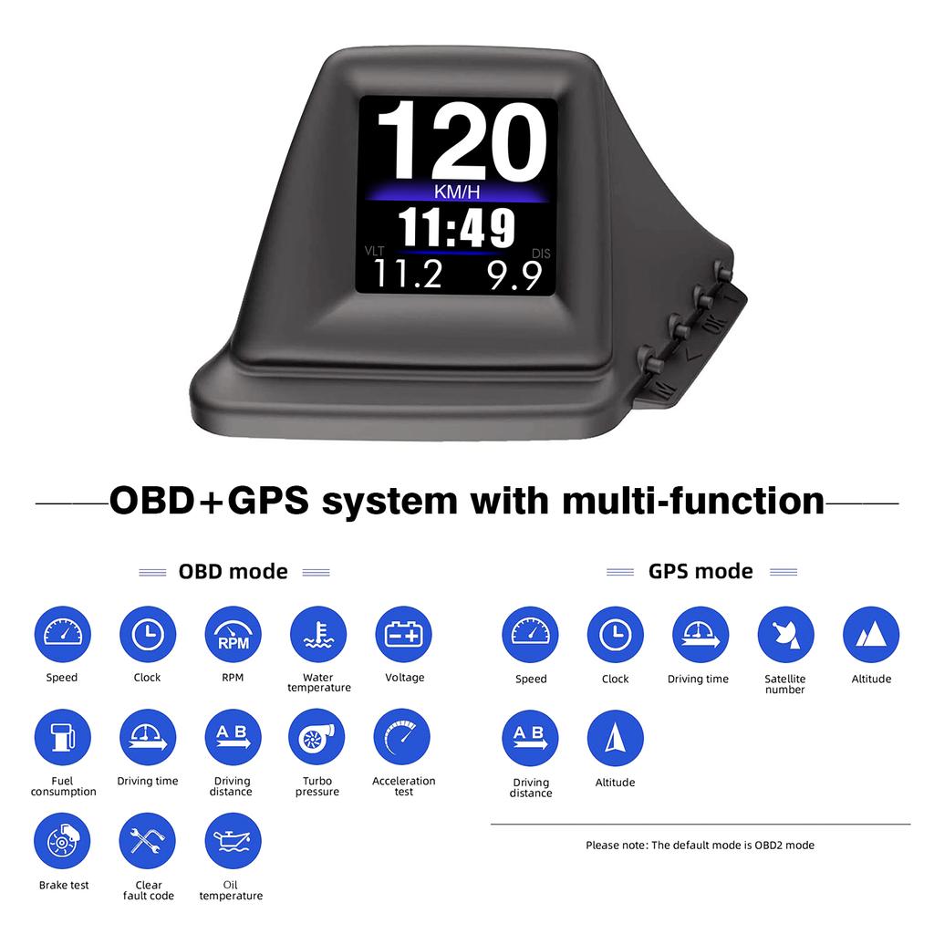 P8 HUD OBD2+GPS On-board Computer Head Up Display Car Tachometer Turbo Oil Pressure RPM Water Temp Speedometer
