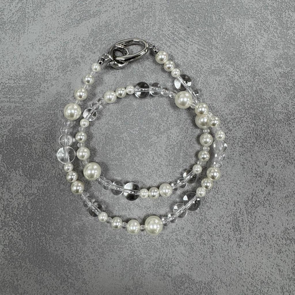 2025 Elegant High-End Choker: Transparent White Crystal, Opal, and Pearl Necklace for Women