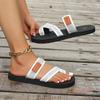 Summer set of toe large size cool slippers new round head fashion casual cross one-word thick-bottomed beach slippers