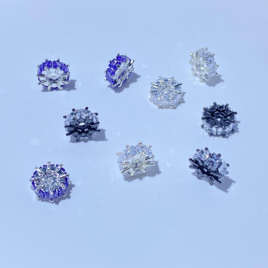 Gold-Plated Spacer Beads with T-Shaped Cubic Zirconia for DIY Jewelry Bracelet Necklace Making