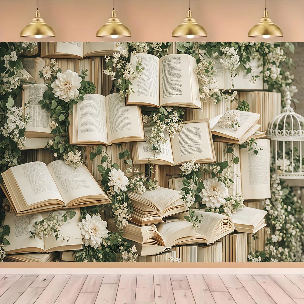 1pc Floral Book Backdrop Banner Suitable for Holiday Celebrations Garden Decoration Anniversaries Theme Parties