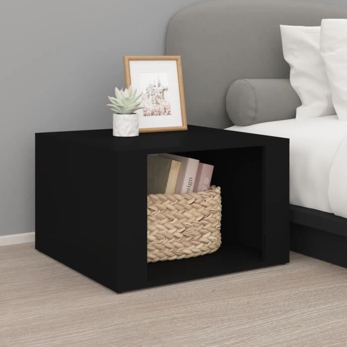 816553 vidaXL Bedside Table Black 57x55x36 Cm Engineered Wood