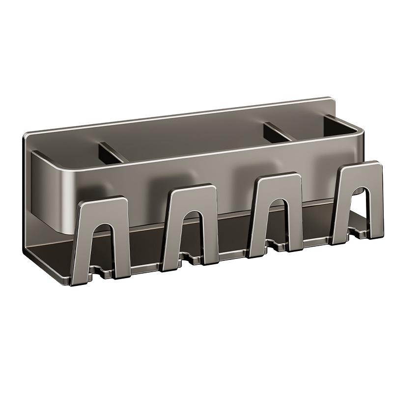 Wall-Mounted Toothbrush Holder and Mouthwash Cup, Punch-Free Space Aluminum Storage Rack