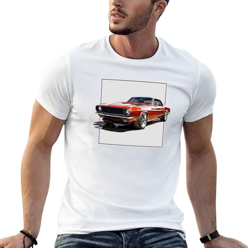 Muscle Car 1960s Illustration Tshirt Water Resistant Casual Tshirt