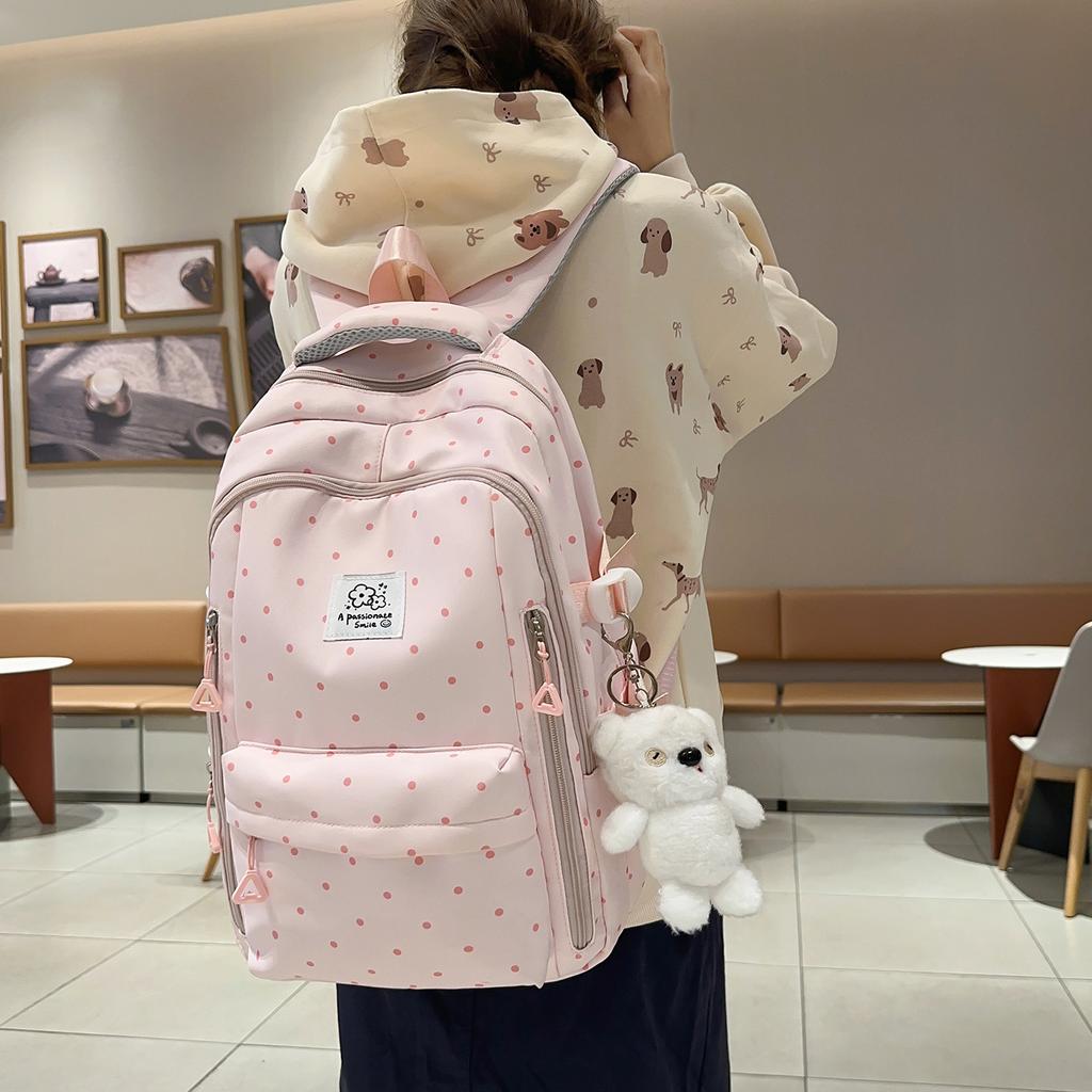 College Wave Point Backpack Junior Senior High School Lightweight Schoolbag Large Capacity Backpack