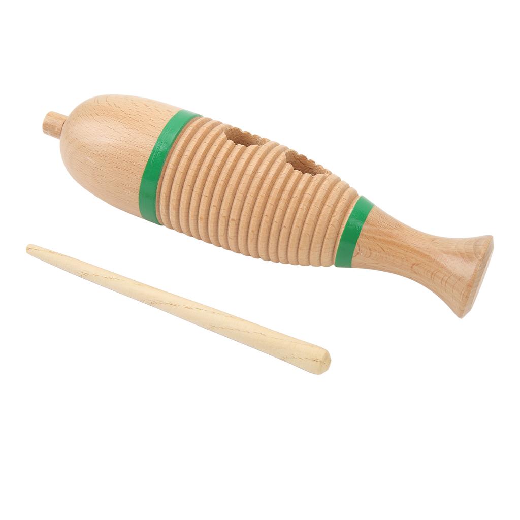 Fish Shaped Guiro Wooden Latin Percussion Musical Instruments with Rhythm Stick L for Kindergarten