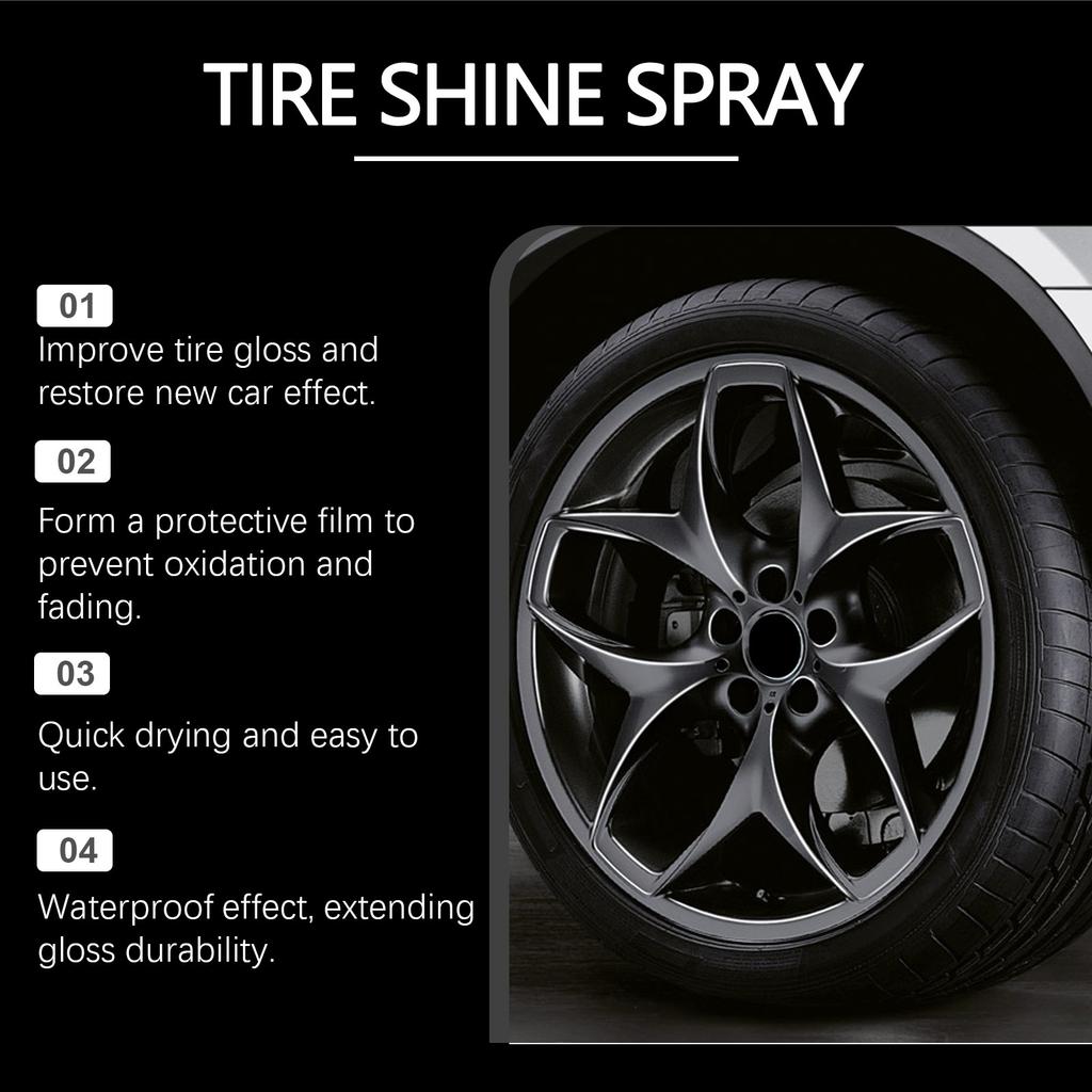 Tire Gloss Spray ,120ML,; Wheel Tire Gloss Maintenance Cleaning Polishing Coating Liquid Coating Agent; Suitable For Cars, Trucks, SUVs, RVs, Etc.