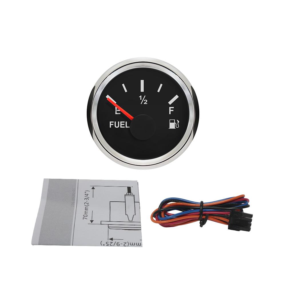 RHAXEL 52mm (2'') Fuel Level Gauge Adjustable Signal for Car Vessels Tractor with Red Backlight 9-32V