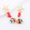 Exaggerated color tropical fish starfish seaside earrings ocean small fish natural vacation wind earrings