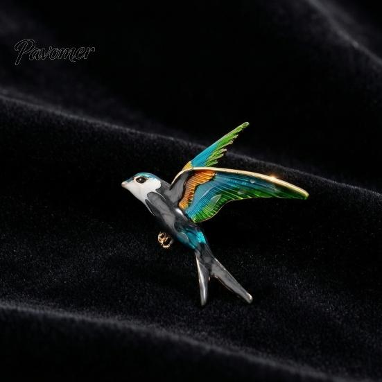 Oil Dripping Bird Pin Swallow Brooch for Women, Enamel Lapel Pin, Decorative Alloy Badge Coats Suits Dresses Scarves Vintage Clothing Accessory