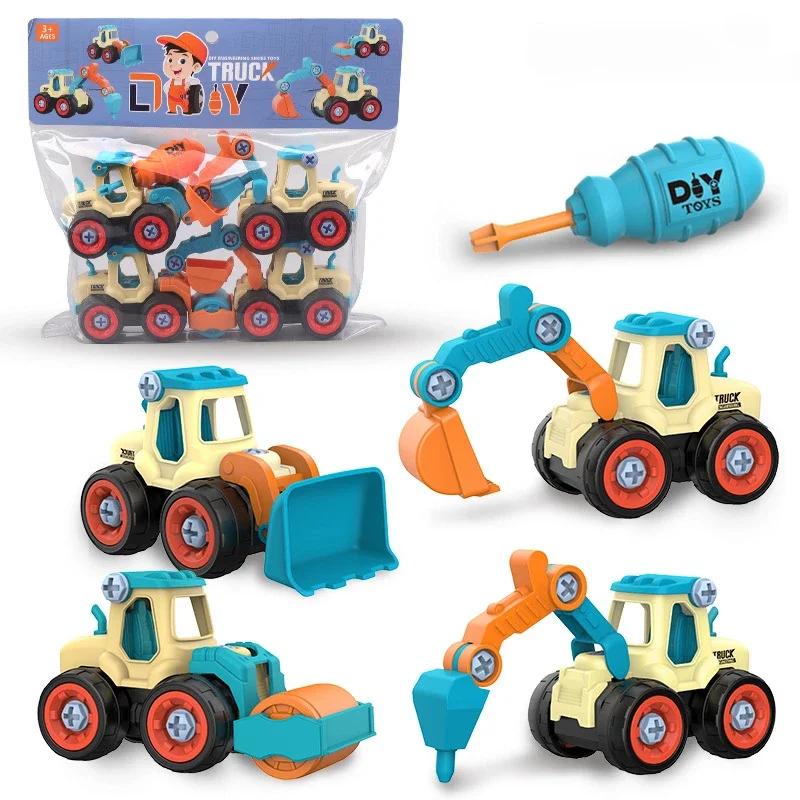 Take Apart Car Toys for Boys DIY Engineering Construction Truck Toy Vehicle Excavator Crane Kids Building Educational Toy Gift