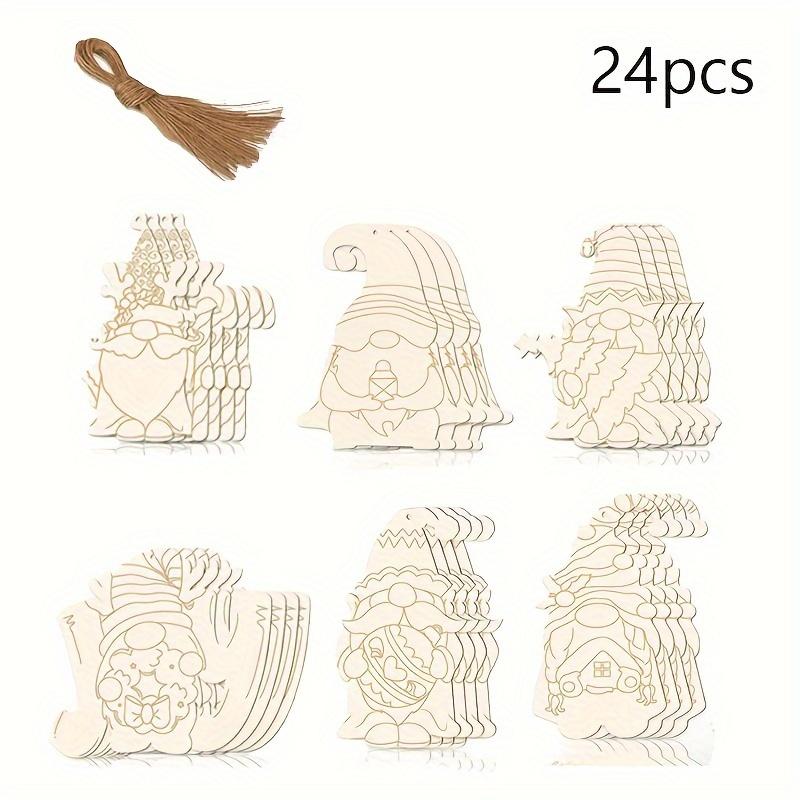 

24pcs Wooden Christmas Gnome Ornaments for Tree DIY Craft Kit with Lined Drawings Perfect for Holiday Home Decor for Christmas