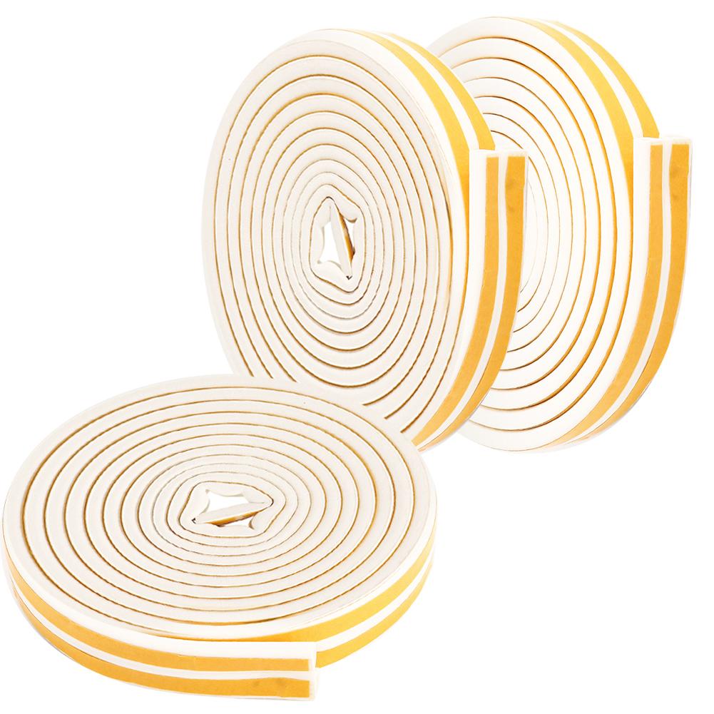 3 szt. 5m Uszczelka pogodowa do okien i drzwi Dźwiękoszczelna Samoprzylepna Listwa uszczelniająca Biała 9x6mm