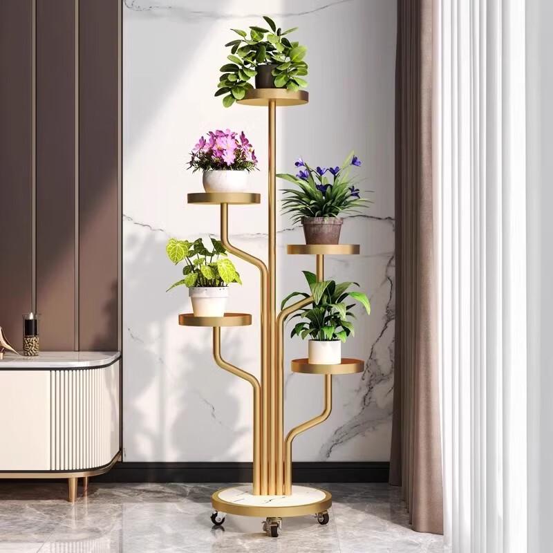 Black 5-Tier Movable Metal Plant Stand