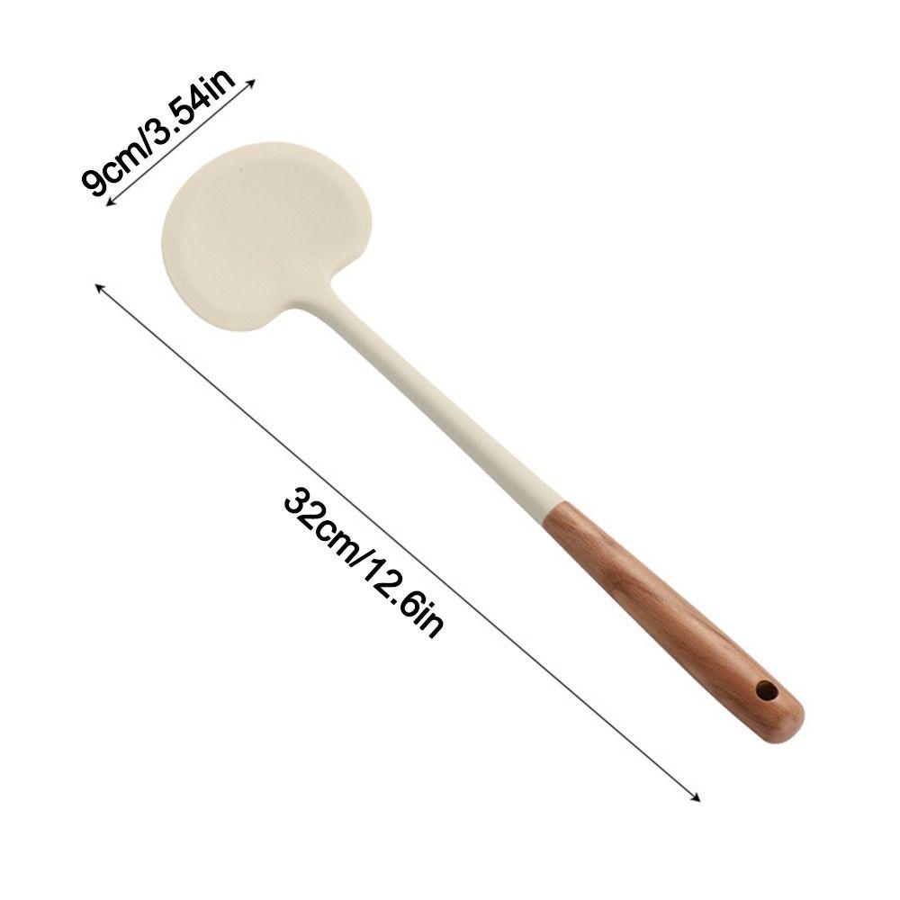 Silicone Kitchen Stir Fry Spoon Wooden Handle Cooking Spatula  Kitchen Tool Cooking Accessories