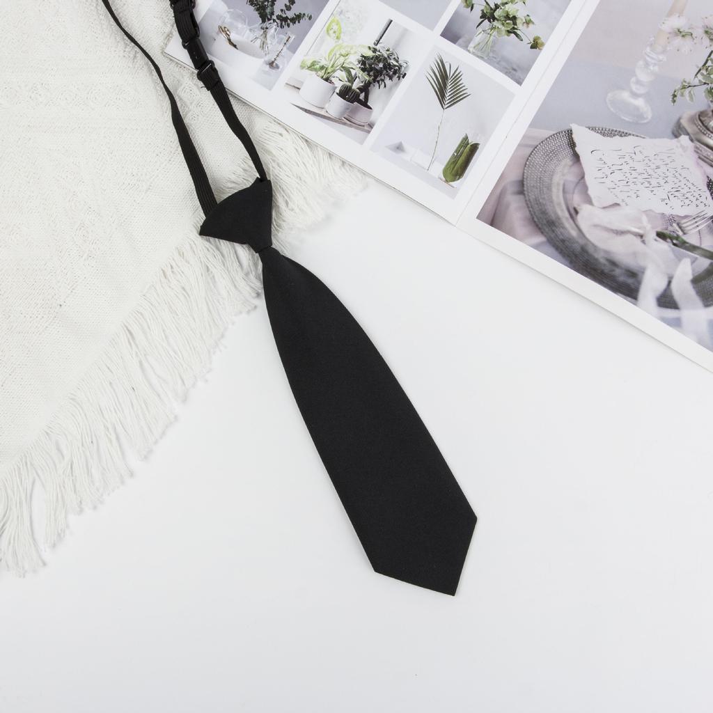 Solid Color Children's Snap Tie Basic Black Short Student Casual All-match Tie Male and Female Student Accessories