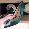 Fashion New Rhinestone Pointed High Heels Wedding Shoes Sexy Satin Women Pumps