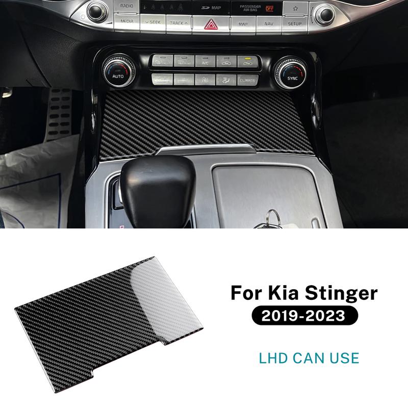Real Soft Carbon Fiber For KIA Stinger LHD Car Gear Shift Storage Box Sticker Interior Accessories