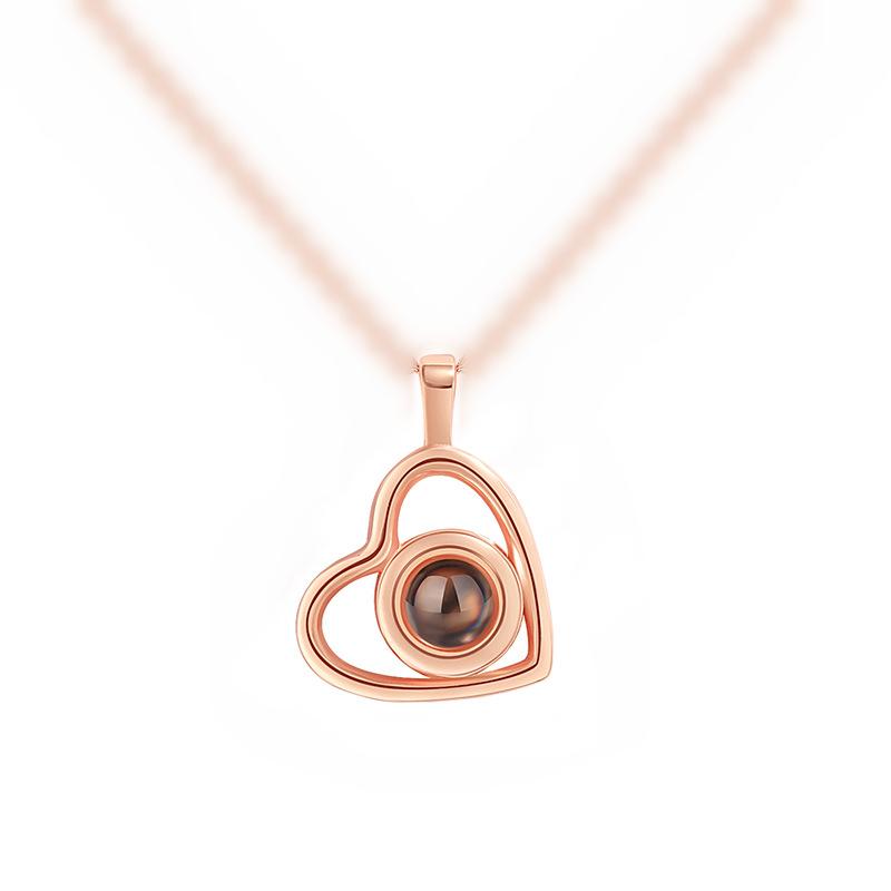 

Подвеска Love s Memory, цепочка на ключицу, женский нано-проекционный камень, полое сердце I Love You