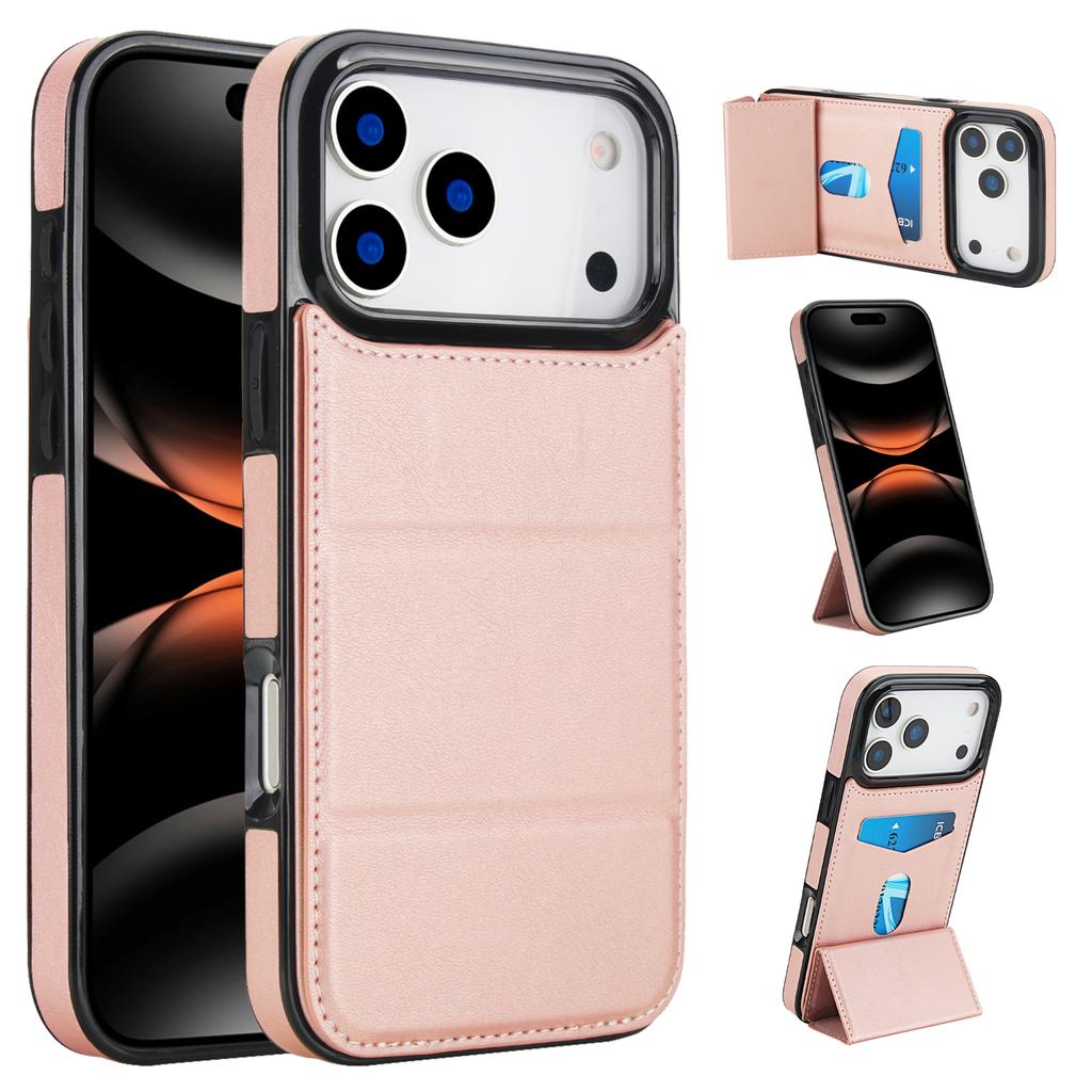 Phone Case for iPhone 17 Pro Max Air 16e 16 15 Plus 14 13 Mini 12 11 Pro XR XS Max Card Holder Invisible Bracket Leather Shell