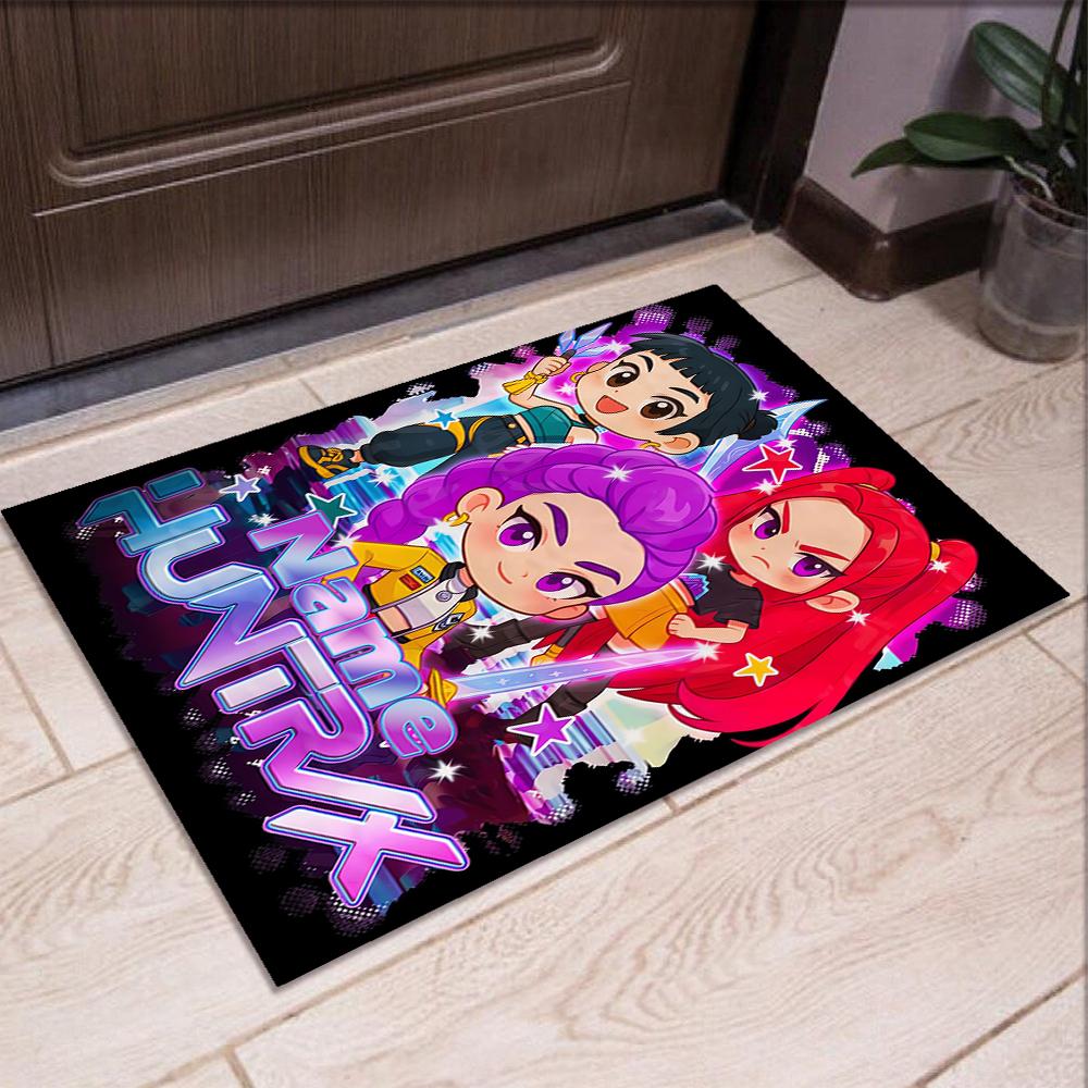 Custom Name KPop Demon Hunters Printed Carpet,Rug for Office Chair Living Room Bedroom Kitchen Room Decor Gifts.