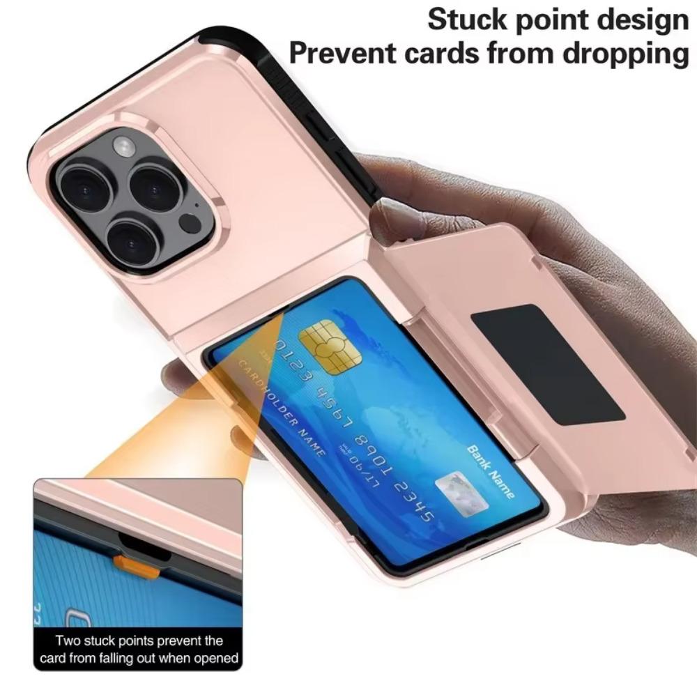 Für iPhone 16 SE 16 Pro Max 15 14 Plus 13 12 Pro Max Brieftaschenhülle mit verstecktem Kartenfachhalter Robuste schützende Handyhülle