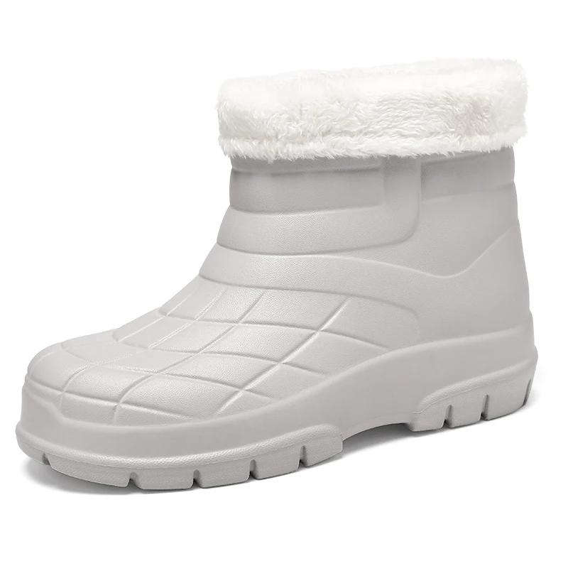 

Модные зимние мужские резиновые сапоги для работы на открытом воздухе, короткие, нескользящие и водонепроницаемые, для доставки еды, специальные резиновые сапоги для рыбалки, женские, черные 38-39 серый