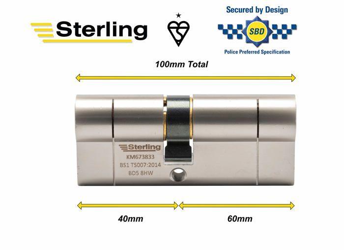 Cylindre de porte - STERLING - BS1 EPN4060 - TS007 1 étoile - Nickel satiné - Sécurisé par la police