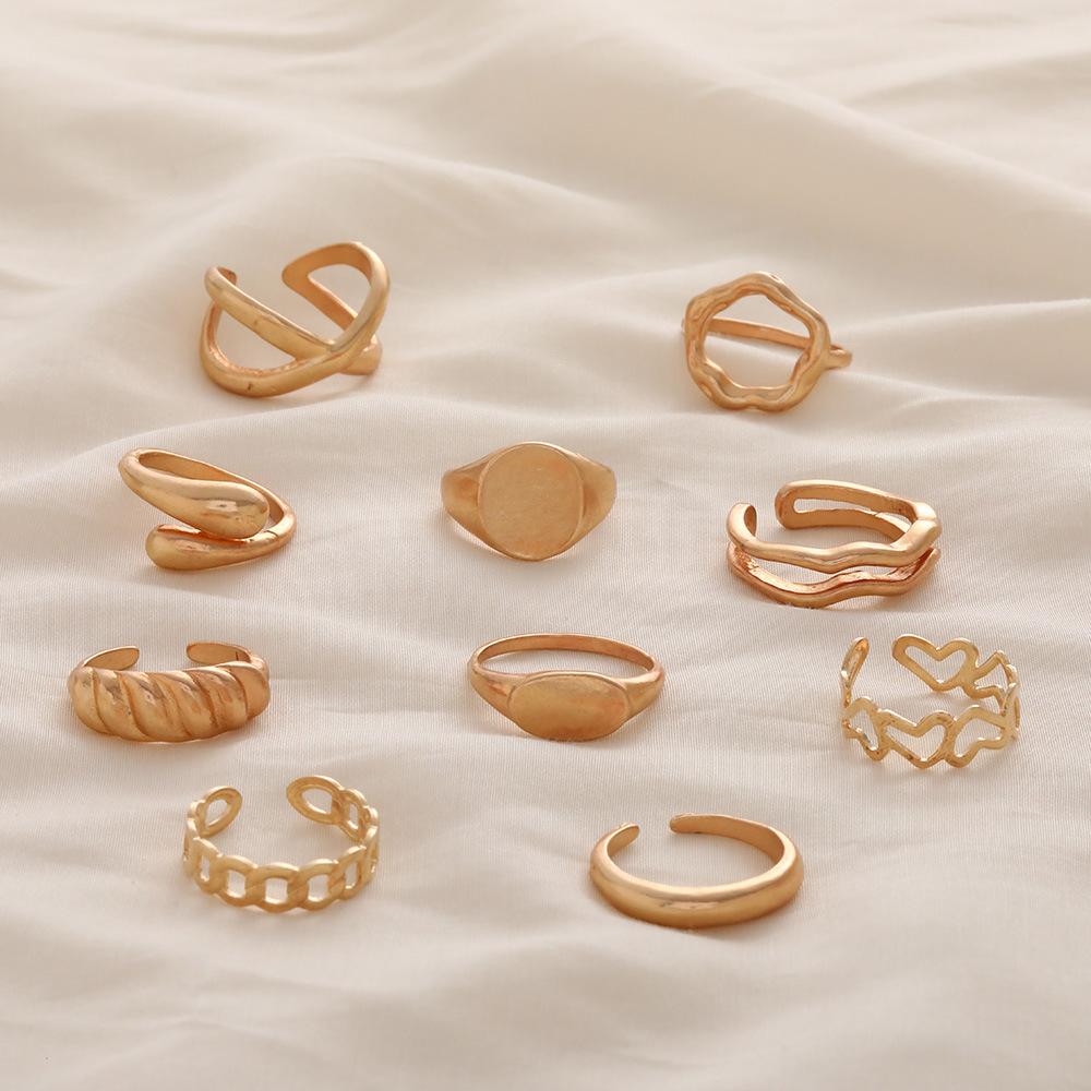 Ins Štýl Twist Dutá Krížová Reťazová Prsteň Punková Zliatina Všestranný Súprava Prsteňov