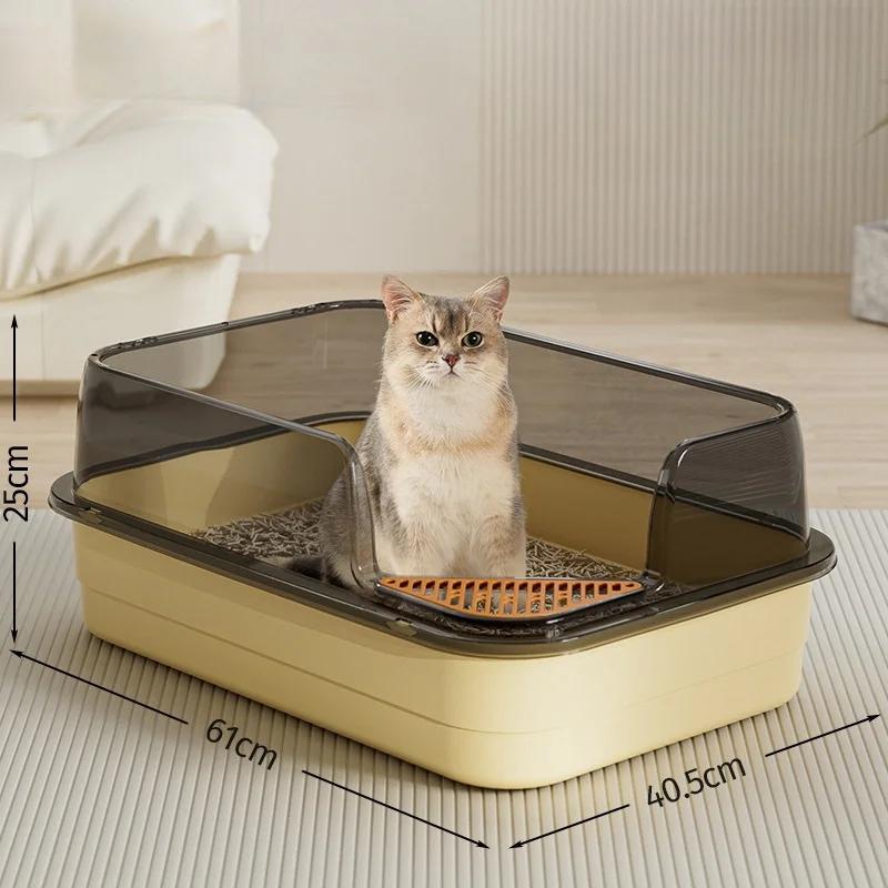 Extra Large Cat Litter Box Pet Sandbox Splashproof Cat Tray Cat Toilet Cleaning Basin Supplies Pet Toilet Kitten Tray Bedpan