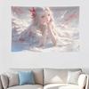 Ethereal Fairy with Red Feathers Tapestry Wall Decor for Bedroom Cozy Atmosphere and Fantasy Home Style Enhancement