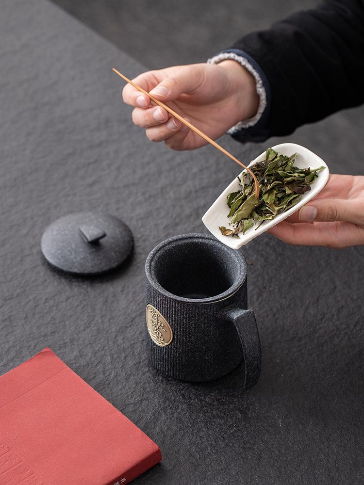 Ceramic Teacup Personal Office With Lid Filter Tea Separation Household Cup Can Be Printed