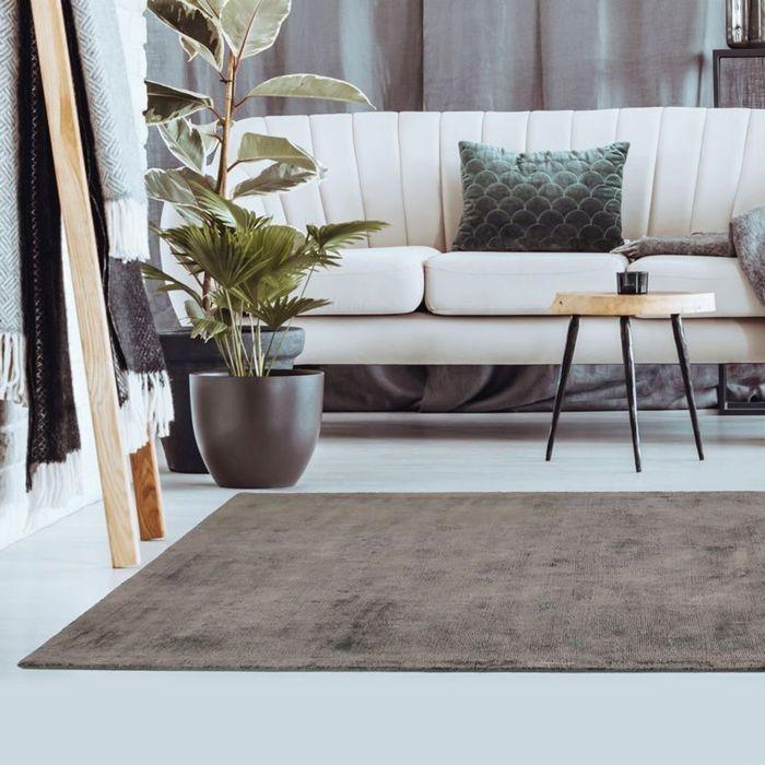 Taupe Silky-effect Viscose Rug 120x170